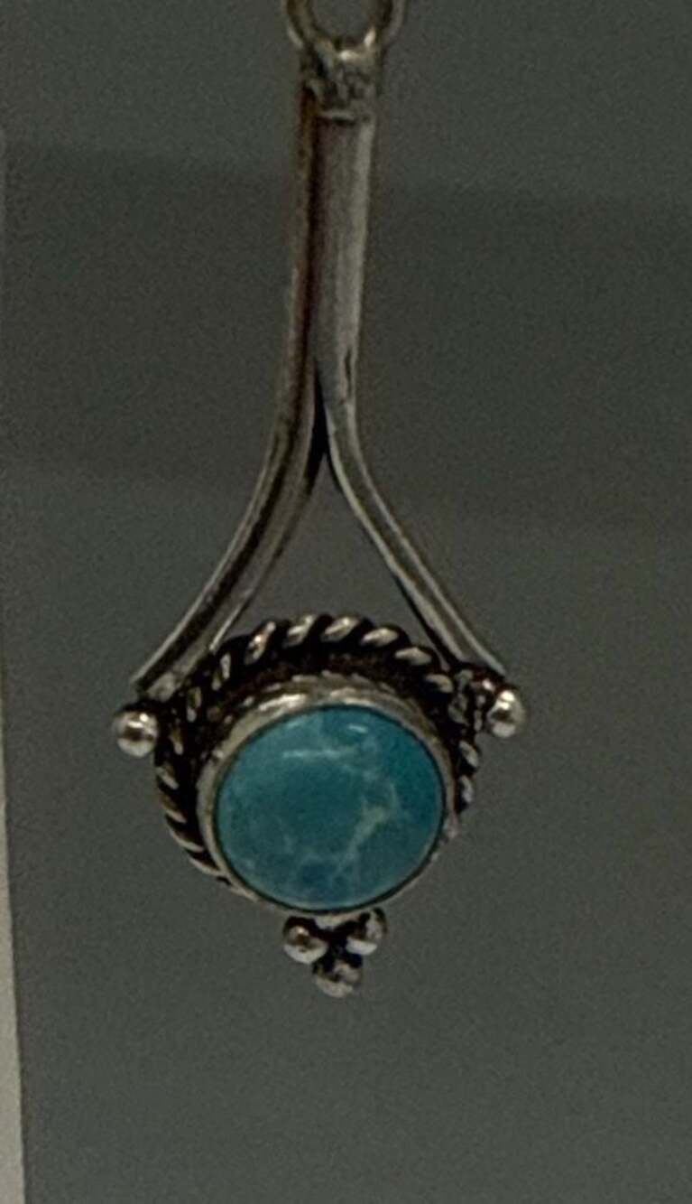 Turquoise and 925 Sterling Silver Dangle Earrings Southwestern Boho Western Vtg - Picture 3 of 9